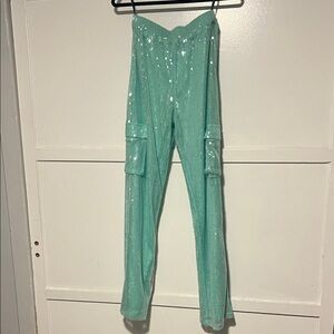Sparkling Teal Sequin Pants